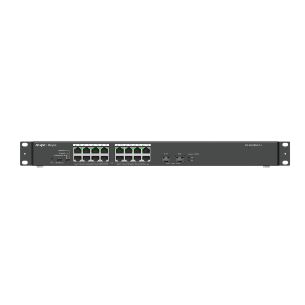 16-Port 1000Mbps + 2 Gigabit SFP Ports.
