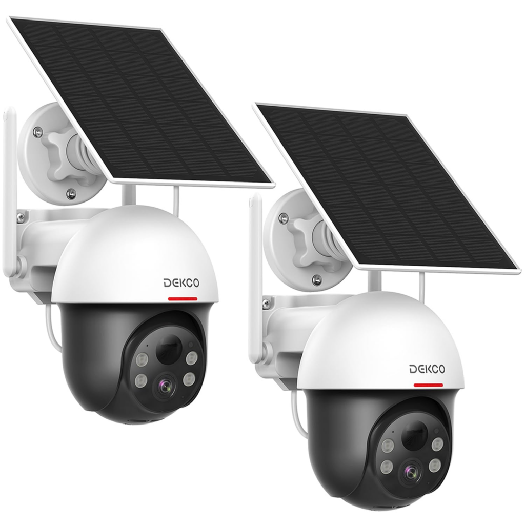 Solar-powered outdoor security camera with an adjustable solar panel